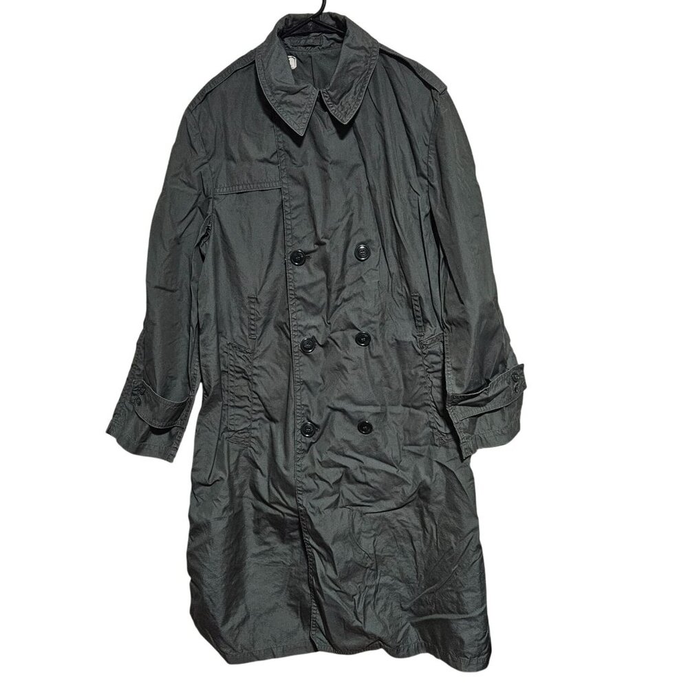 Vintage Military Green Double Breasted Raincoat Mens Size 40R Army Green 274